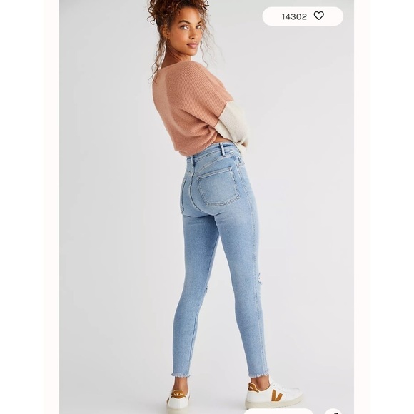 FREE PEOPLE RAW HIGH RISE JEGGING BLUE SIZE 27 - Picture 9 of 9